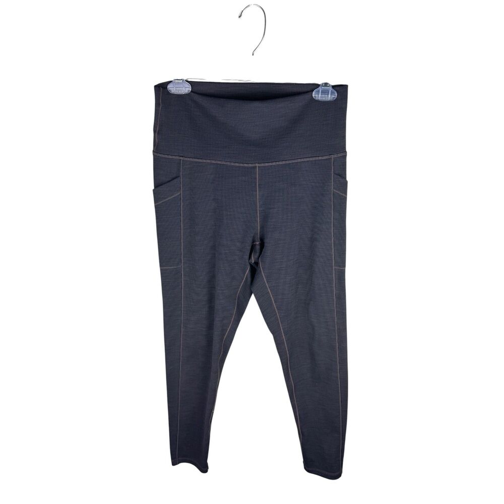 Prana Ribbed Pocket Leggings Women L Brown Outdoor Yoga